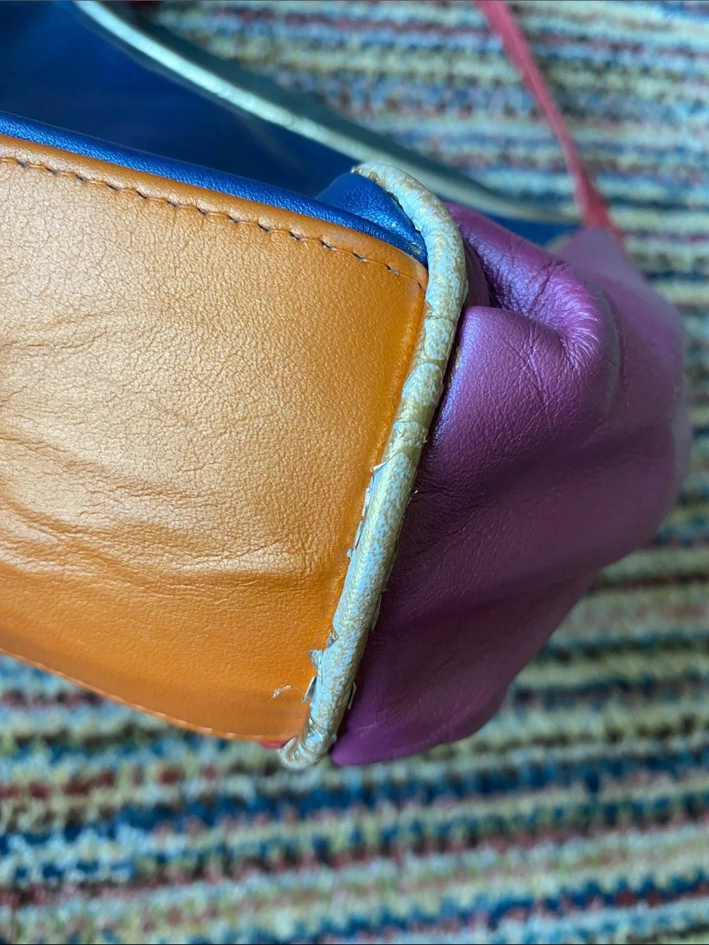 Vintage 1980s Colorblock Leather Crossbody Bag